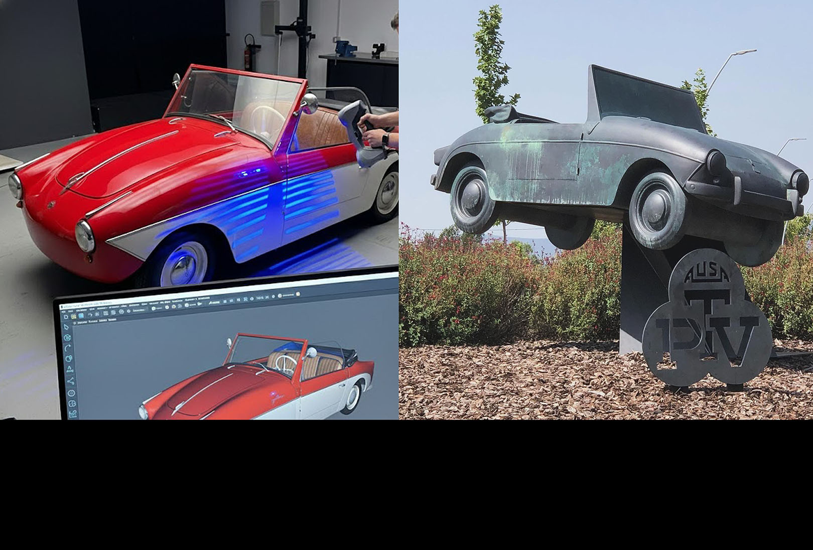 Digitalización de un coche clásico PTV de Manresa para un monumento público
