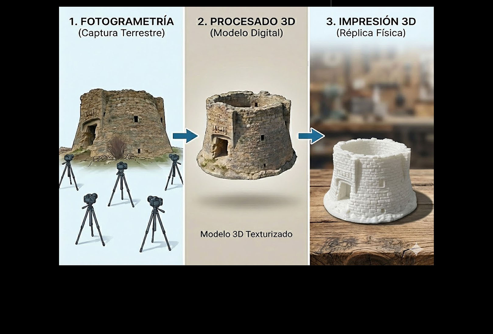Fotogrametría de la Torre de la Petita para crear miniaturas turísticas