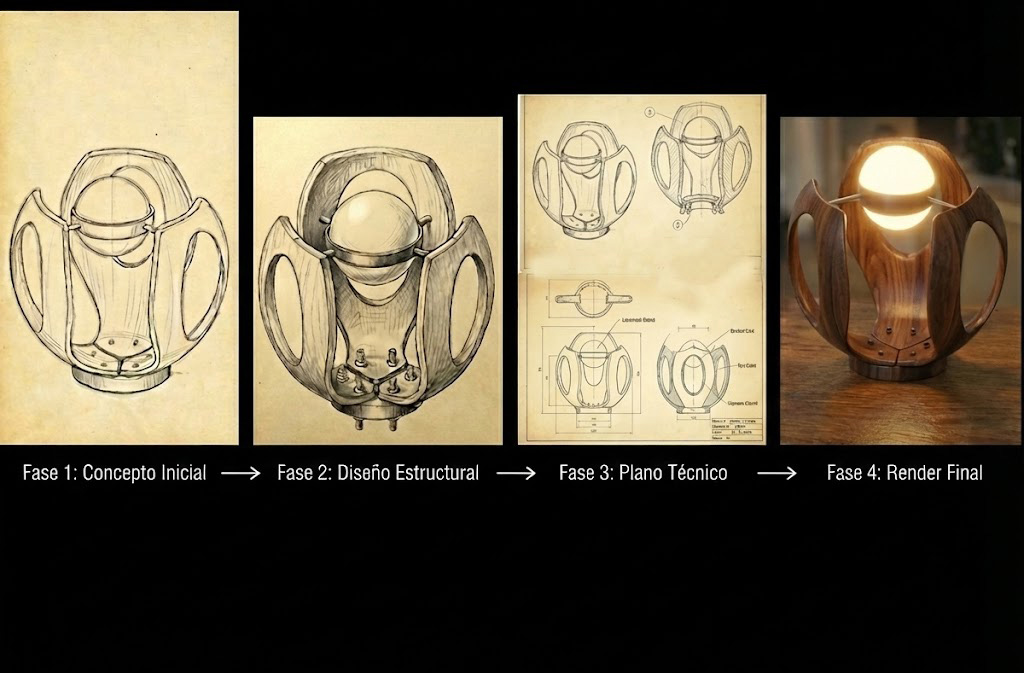 Diseño de producto: Ciclo completo de la lámpara Physalis